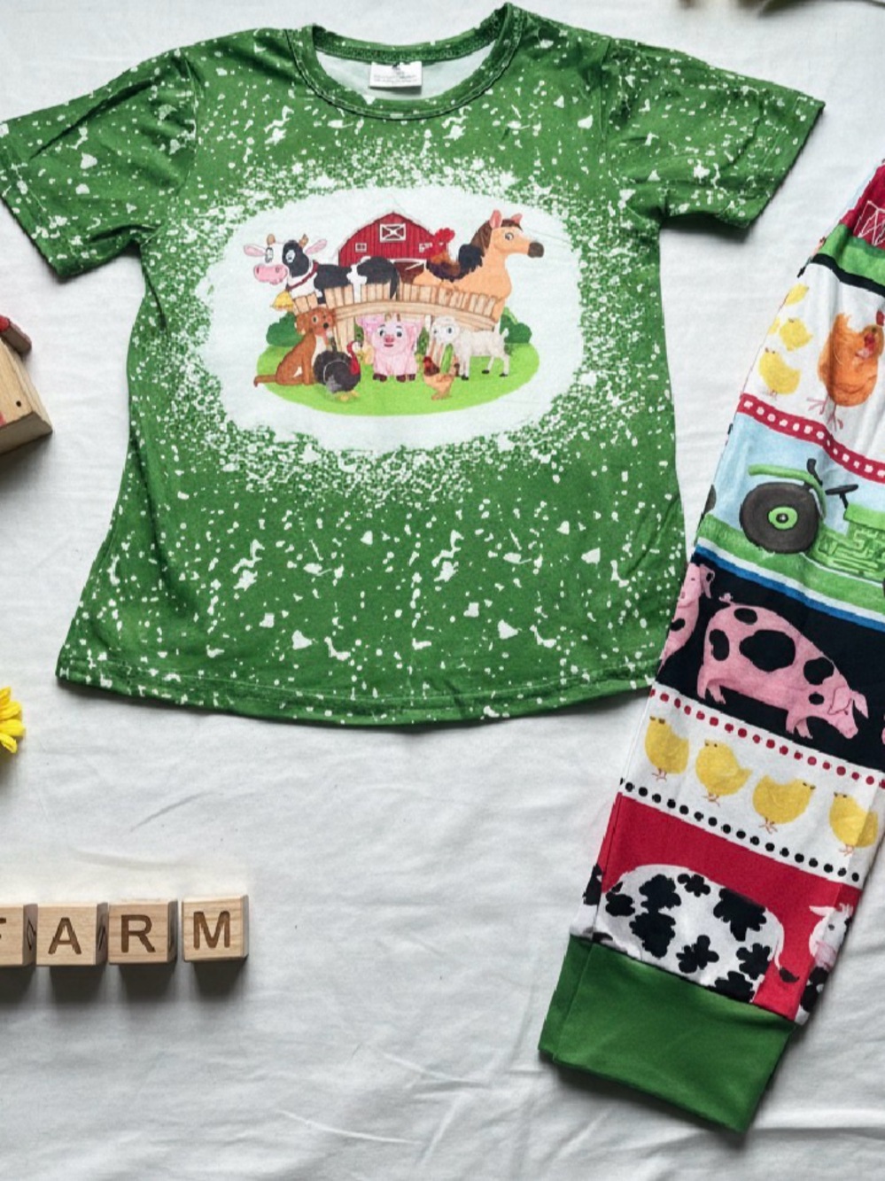 Kids Farm Animals T-Shirt - Green